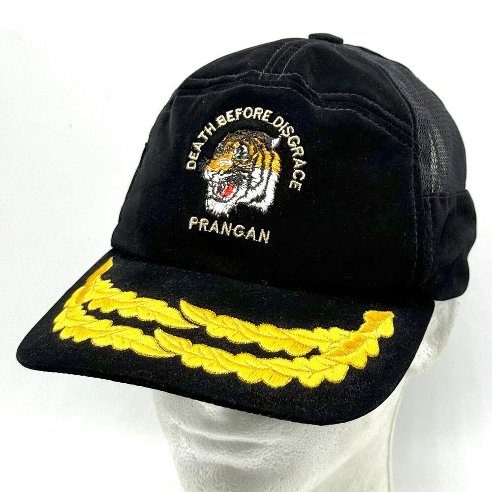 Death Before Disgrace Prangan Black Velvet Military Trucker Hat Cap Tiger